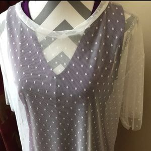Agnes & Dora Mesh Tee ivory Dot